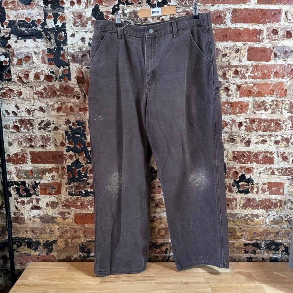 Carhartt B11 DKB Brown Washed Duck Canvas Carpenter Workwear Pants Mens 38x30